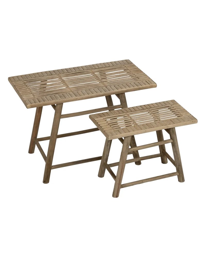 S/2 MESITAS NATURAL BAMBÚ 60 X 32 X 41 CM