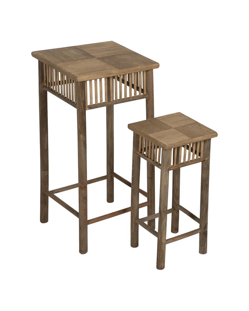 S/2 MESITAS NATURAL BAMBÚ 32,50 X 32,50 X 70 CM