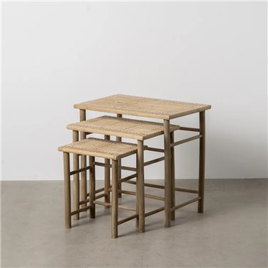 S/3 MESITAS NATURAL BAMBÚ 57 X 38 X 55 CM
