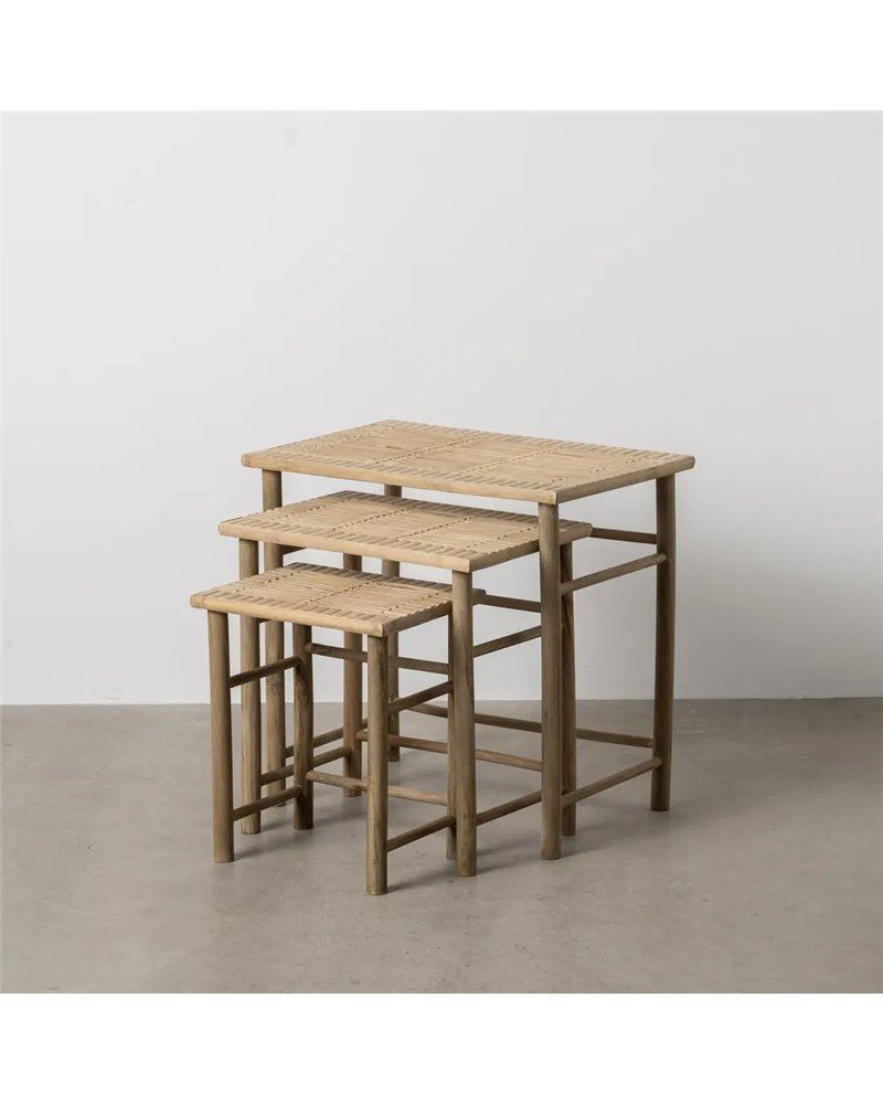 S/3 MESITAS NATURAL BAMBÚ 57 X 38 X 55 CM