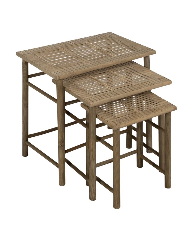 S/3 MESITAS NATURAL BAMBÚ 57 X 38 X 55 CM
