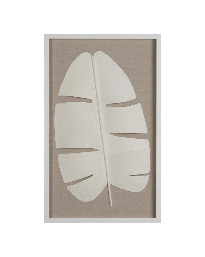 CUADRO HOJAS 2/M BLANCO PS-CRISTAL 50 X 3 X 80 CM