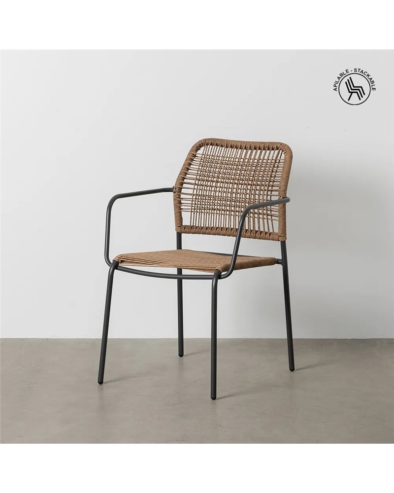 SILLA BEIGE-ANTRACITA ACERO EXTERIOR 53 X 63 X 78 CM