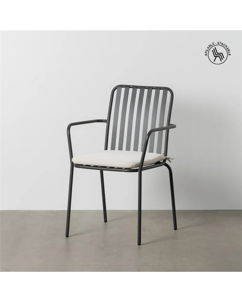 SILLA ANTRACITA ACERO EXTERIOR 56 X 57 X 87 CM