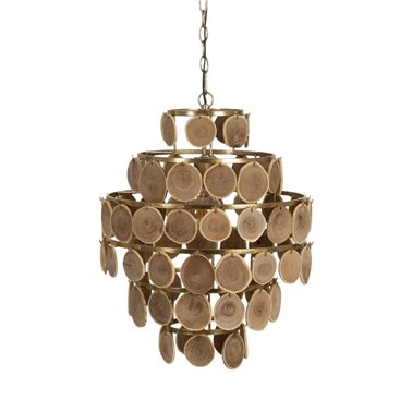 LÁMPARA TECHO NATURAL MADERA-METAL 45 X 45 X 58 CM