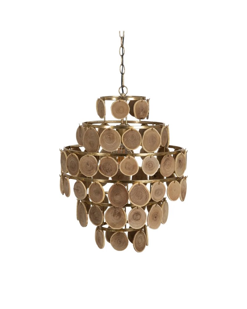 LÁMPARA TECHO NATURAL MADERA-METAL 45 X 45 X 58 CM