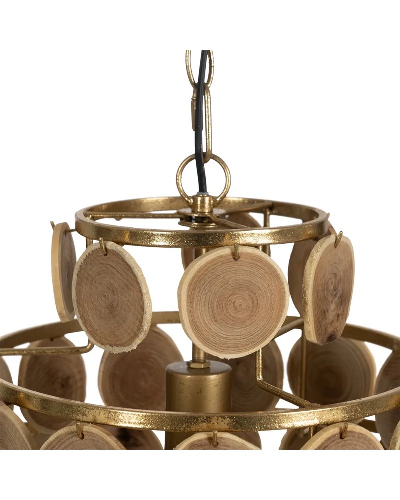 LÁMPARA TECHO NATURAL MADERA-METAL 45 X 45 X 58 CM