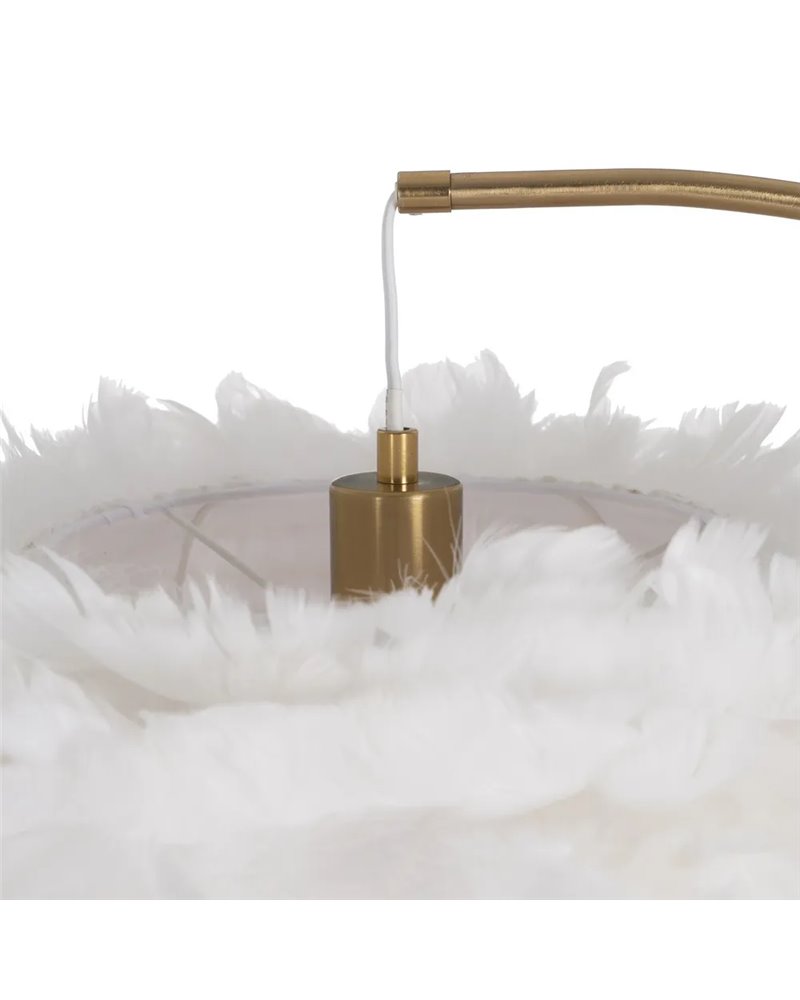 LÁMPARA SUELO BLANCO-ORO PLUMAS 68 X 40 X 175 CM