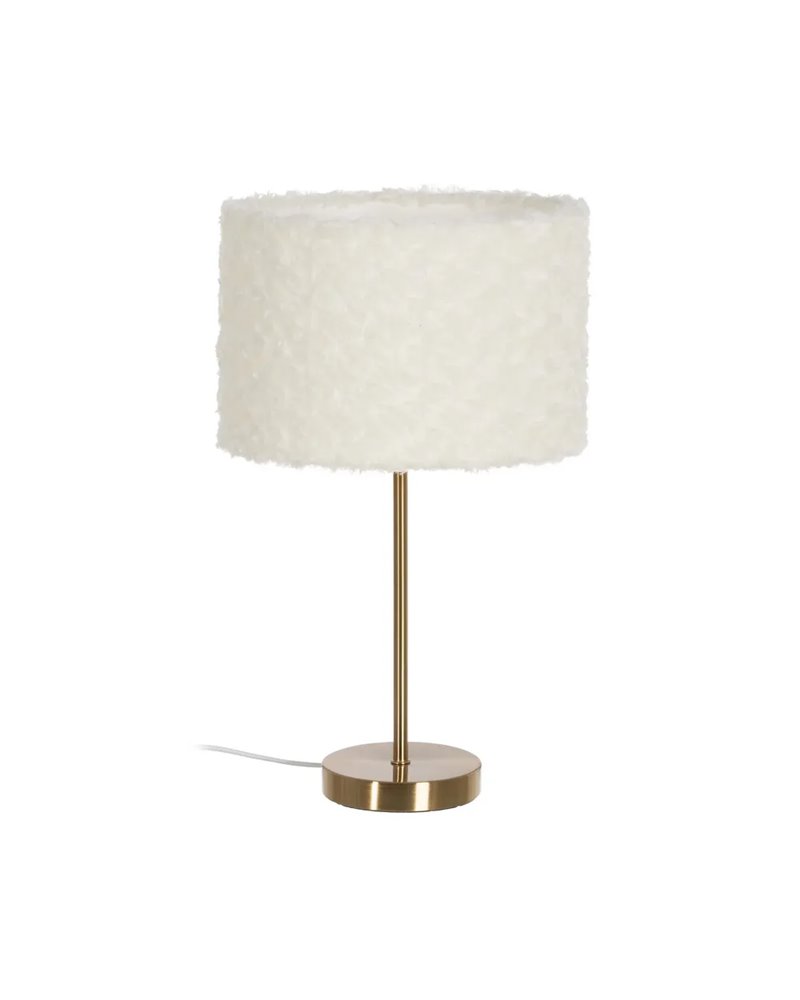 LÁMPARA MESA BLANCO-ORO TEJIDO-METAL 30 X 30 X 51 CM LÁMPARA MESA BLANCO-ORO TEJIDO-METAL 30 X 30 X 51 CM