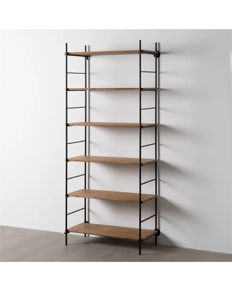ESTANTERÍA NATURAL-NEGRO MADERA-METAL 94 X 44 X 220 CM ESTANTERÍA NATURAL-NEGRO MADERA-METAL 94 X 44 X 220 CM