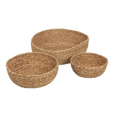 S/3 CESTA FIBRA NATURAL DECORACIÓN 34 X 34 X 11 CM