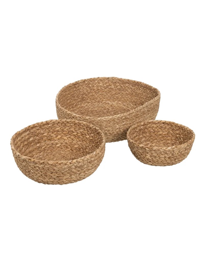 S/3 CESTA FIBRA NATURAL DECORACIÓN 34 X 34 X 11 CM