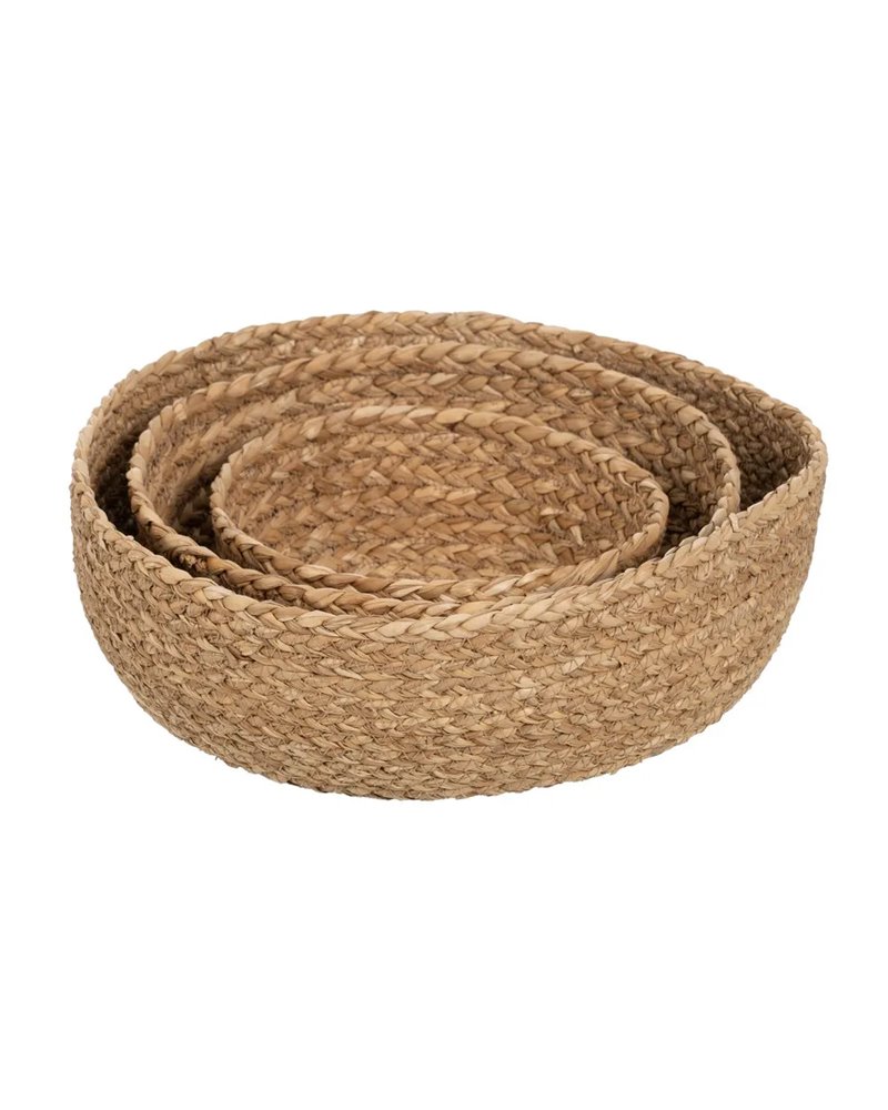 S/3 CESTA FIBRA NATURAL DECORACIÓN 34 X 34 X 11 CM