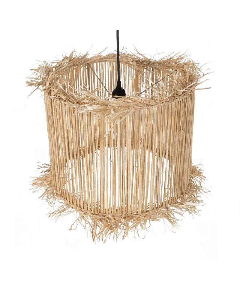 LÁMPARA TECHO FIBRA NATURAL ILUMINACIÓN 40 X 40 X 32 CM