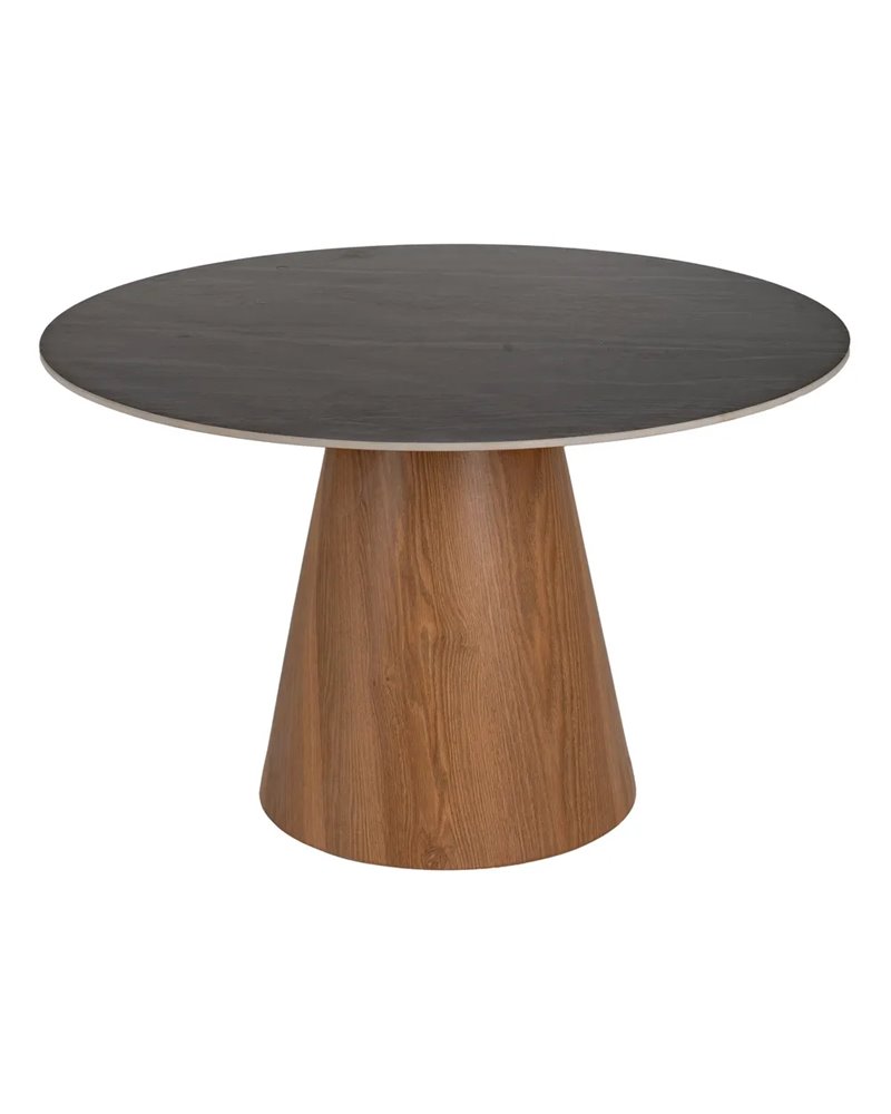 MESA COMEDOR NEGRO-MARRÓN METAL-CERÁMICA 120 X 120 X 75 CM