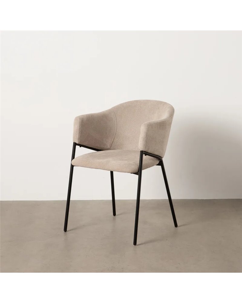 SILLA BEIGE TEJIDO-METAL 54 X 60 X 78 CM