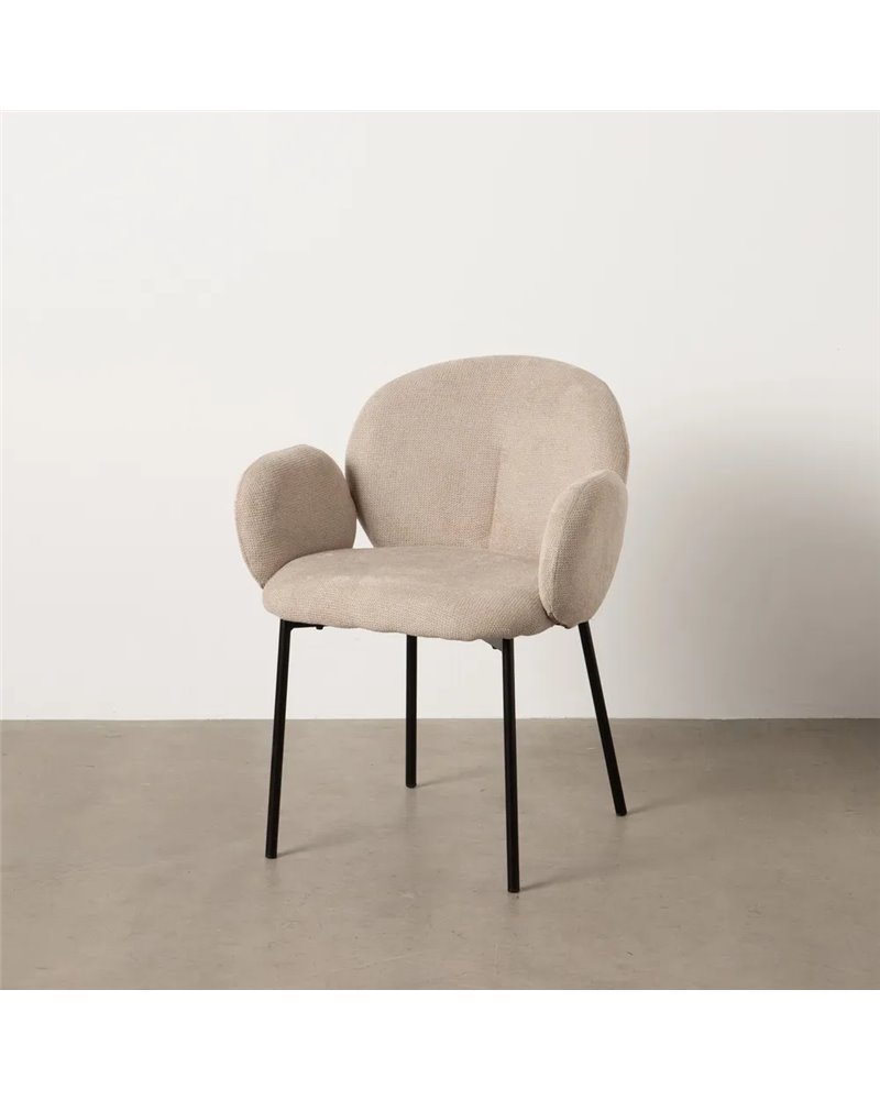 SILLA BEIGE TEJIDO-METAL 66 X 60 X 79 CM