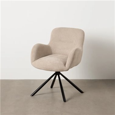 SILLA BEIGE GIRATORIO TEJIDO-METAL 62 X 65 X 82 CM