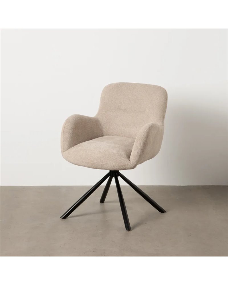 SILLA BEIGE GIRATORIO TEJIDO-METAL 62 X 65 X 82 CM