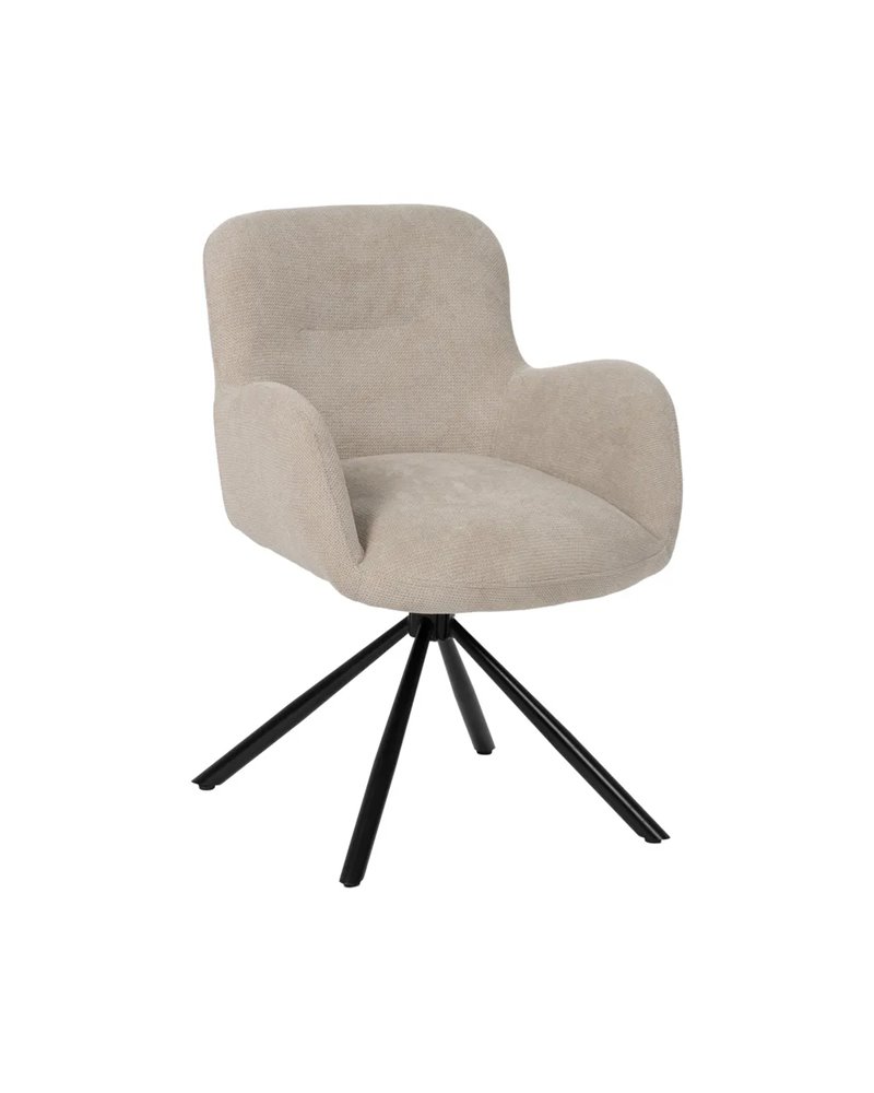 SILLA BEIGE GIRATORIO TEJIDO-METAL 62 X 65 X 82 CM