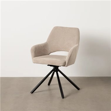 SILLA BEIGE GIRATORIA TEJIDO-METAL 59,50 X 62 X 83,50 CM