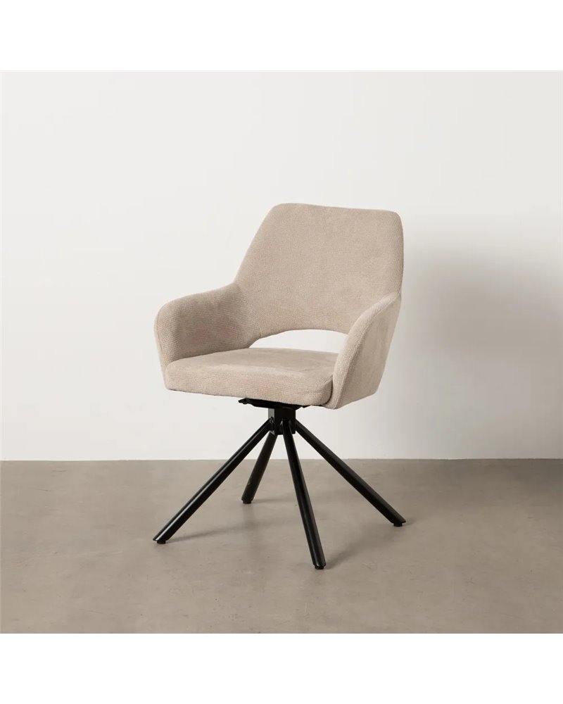SILLA BEIGE GIRATORIA TEJIDO-METAL 59,50 X 62 X 83,50 CM