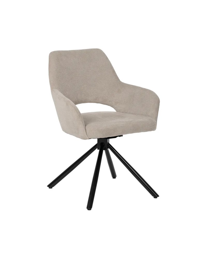 SILLA BEIGE GIRATORIA TEJIDO-METAL 59,50 X 62 X 83,50 CM