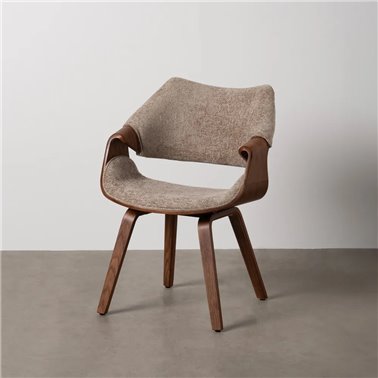 SILLA BEIGE-MARRÓN TEJIDO-MADERA 61 X 56 X 82 CM