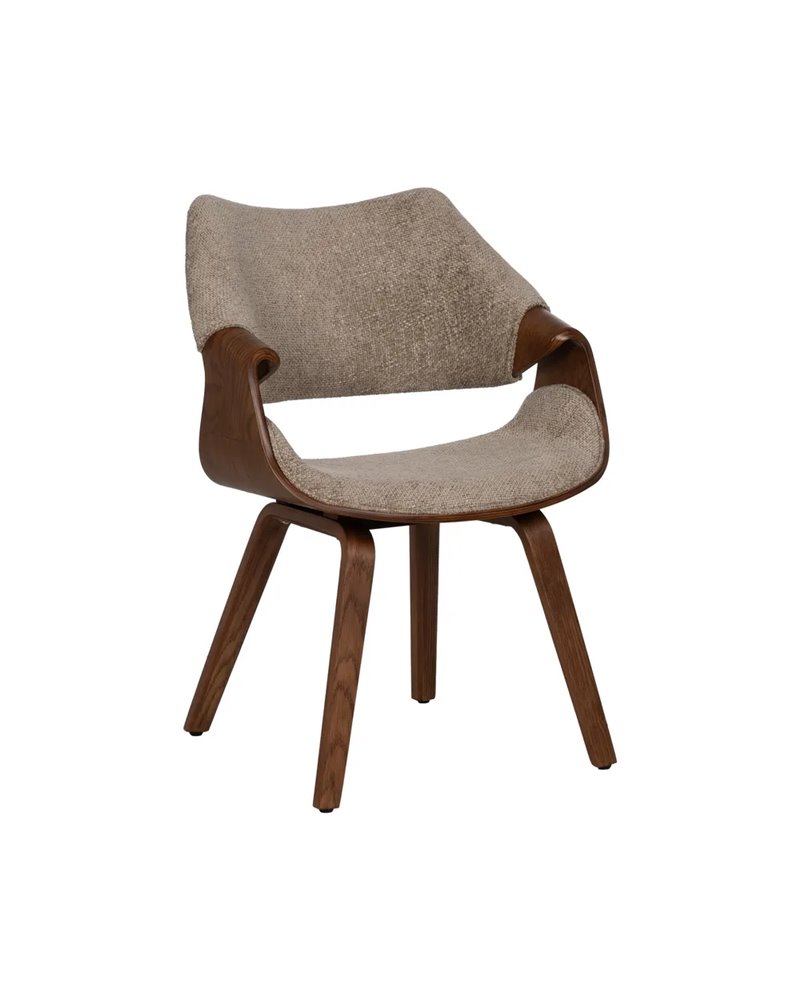SILLA BEIGE-MARRÓN TEJIDO-MADERA 61 X 56 X 82 CM