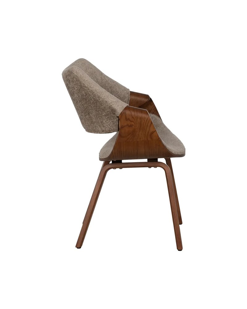 SILLA BEIGE-MARRÓN TEJIDO-MADERA 61 X 56 X 82 CM