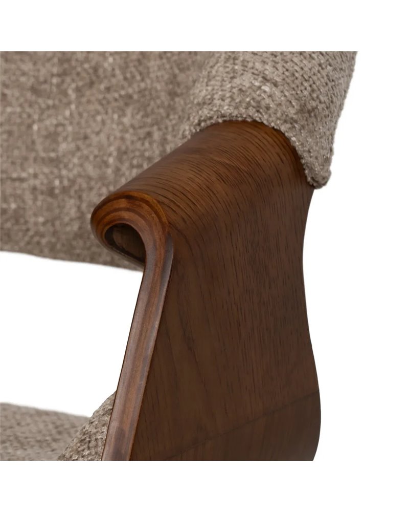 SILLA BEIGE-MARRÓN TEJIDO-MADERA 61 X 56 X 82 CM