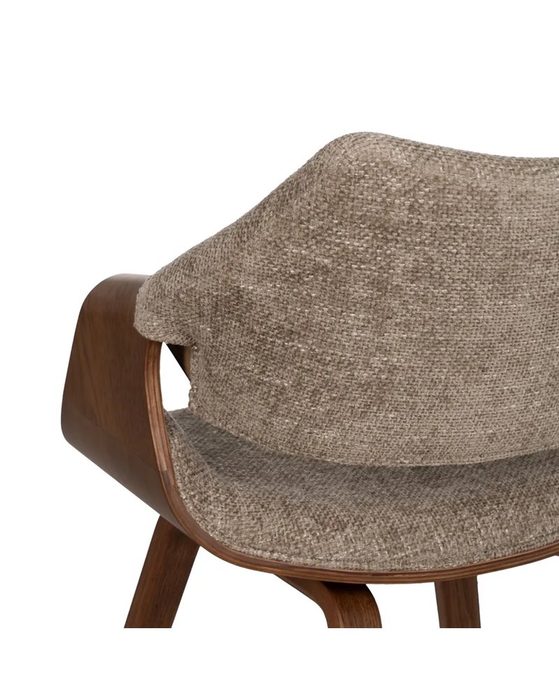 SILLA BEIGE-MARRÓN TEJIDO-MADERA 61 X 56 X 82 CM