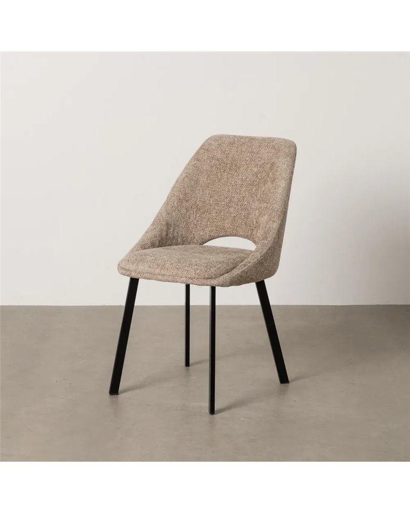SILLA BEIGE TEJIDO-METAL SALÓN 48 X 61 X 85 CM