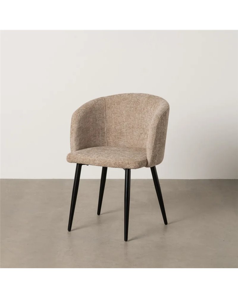 SILLA BEIGE TEJIDO-METAL SALÓN 53 X 53 X 77 CM