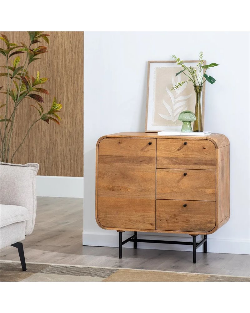MUEBLE AUXILIAR NATURAL MADERA DE MANGO 80 X 40 X 80 CM