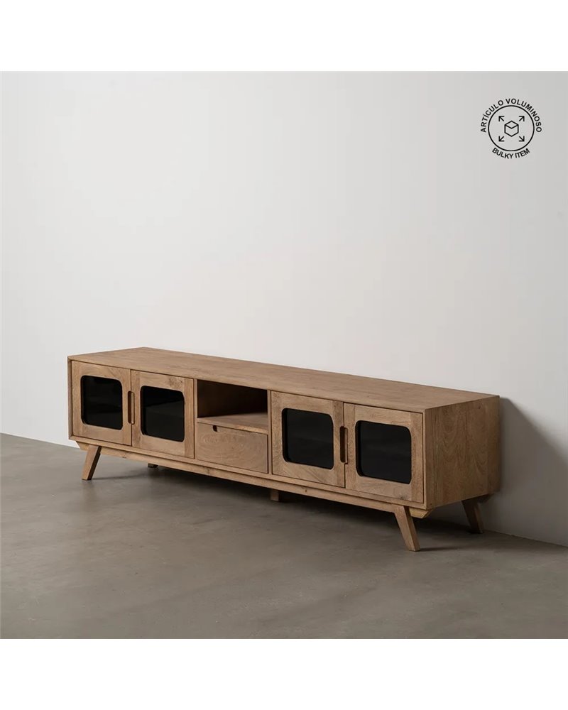 MUEBLE TV NATURAL MADERA DE MANGO SALÓN 180 X 40,50 X 48 CM MUEBLE TV NATURAL MADERA DE MANGO SALÓN 180 X 40,50 X 48 CM