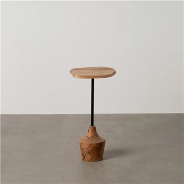 MESA AUXILIAR NATURAL MADERA DE ACACIA 35 X 35 X 65 CM