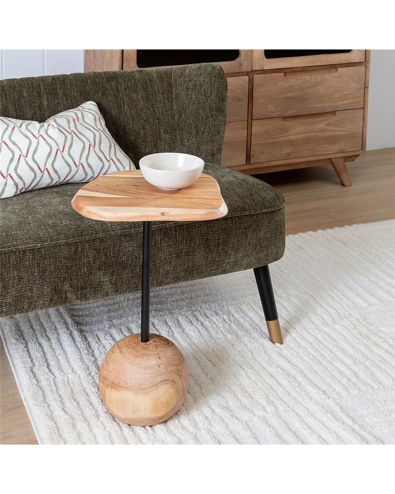 MESA AUXILIAR NATURAL MADERA DE ACACIA 35 X 35 X 60 CM