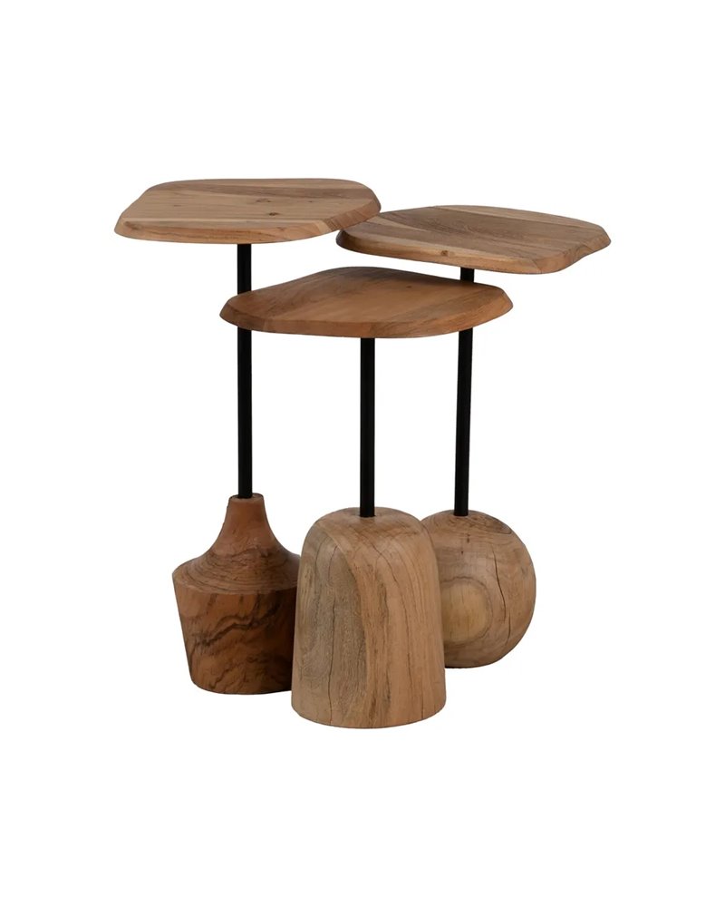 MESA AUXILIAR NATURAL MADERA DE ACACIA 35 X 35 X 55 CM