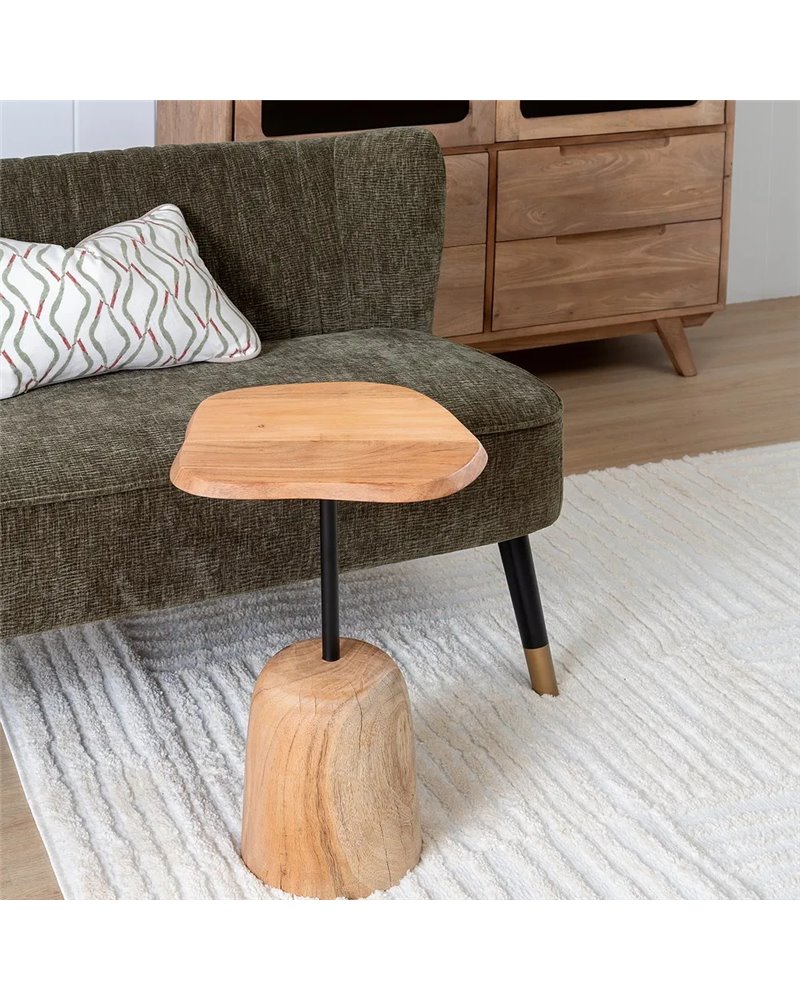 MESA AUXILIAR NATURAL MADERA DE ACACIA 35 X 35 X 55 CM