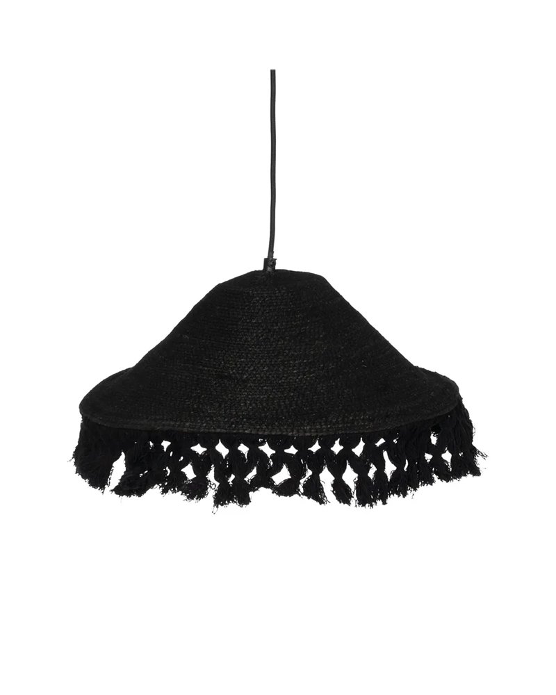 LAMPARA TECHO NEGRO FIBRA NATURAL 40 X 40 X 12 CM