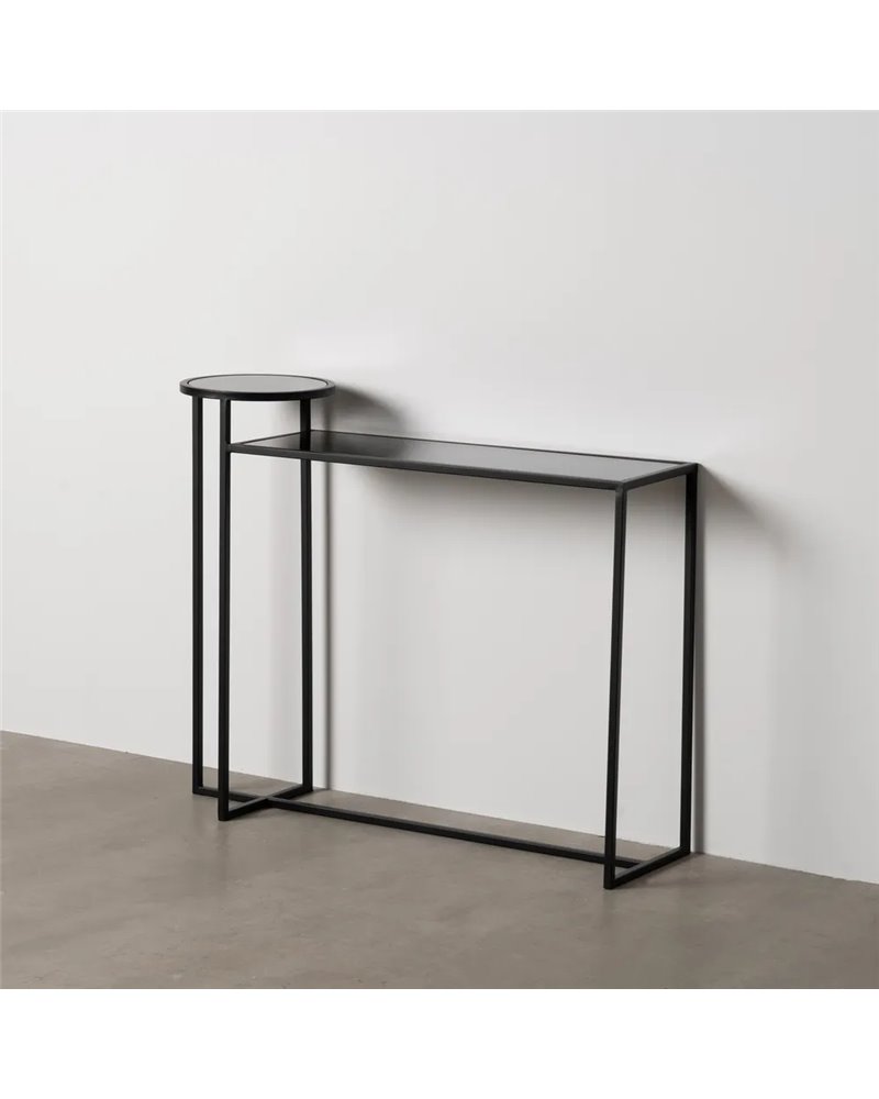 CONSOLA NEGRO METAL-CRISTAL 101 X 30 X 83 CM CONSOLA NEGRO METAL-CRISTAL 101 X 30 X 83 CM