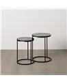 S/2 MESITAS NEGRO METAL-CRISTAL 46 X 46 X 60 CM