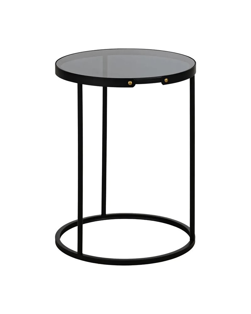 S/2 MESITAS NEGRO METAL-CRISTAL 46 X 46 X 60 CM