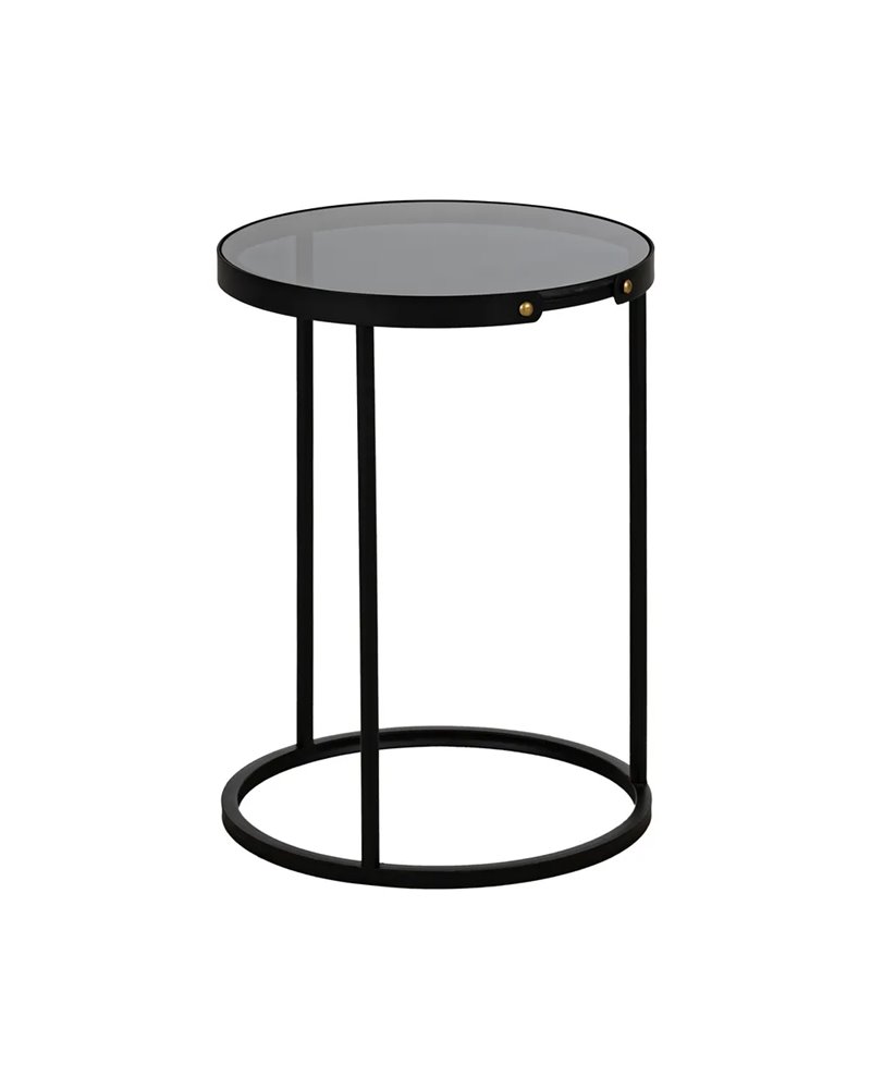 S/2 MESITAS NEGRO METAL-CRISTAL 46 X 46 X 60 CM