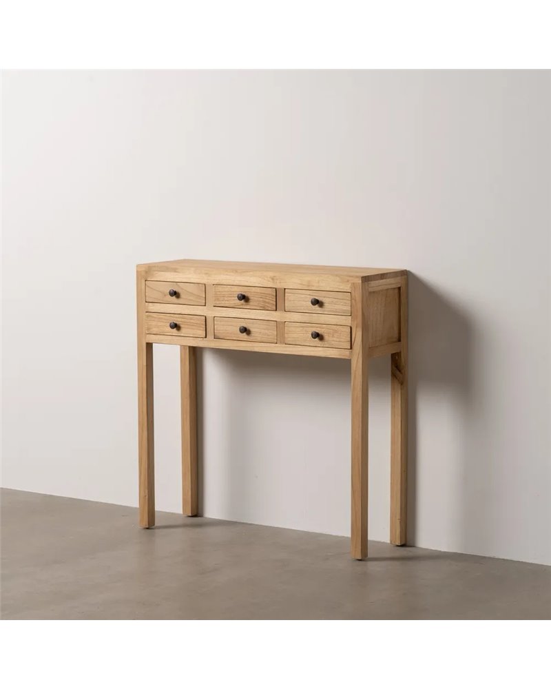 CONSOLA NATURAL MADERA MINDI ENTRADA 85 X 26 X 85 CM CONSOLA NATURAL MADERA MINDI ENTRADA 85 X 26 X 85 CM
