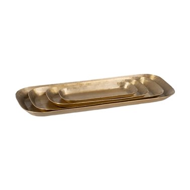S/4 BANDEJA ORO VIEJO METAL DECORACIÓN 47,60 X 18,40 CM