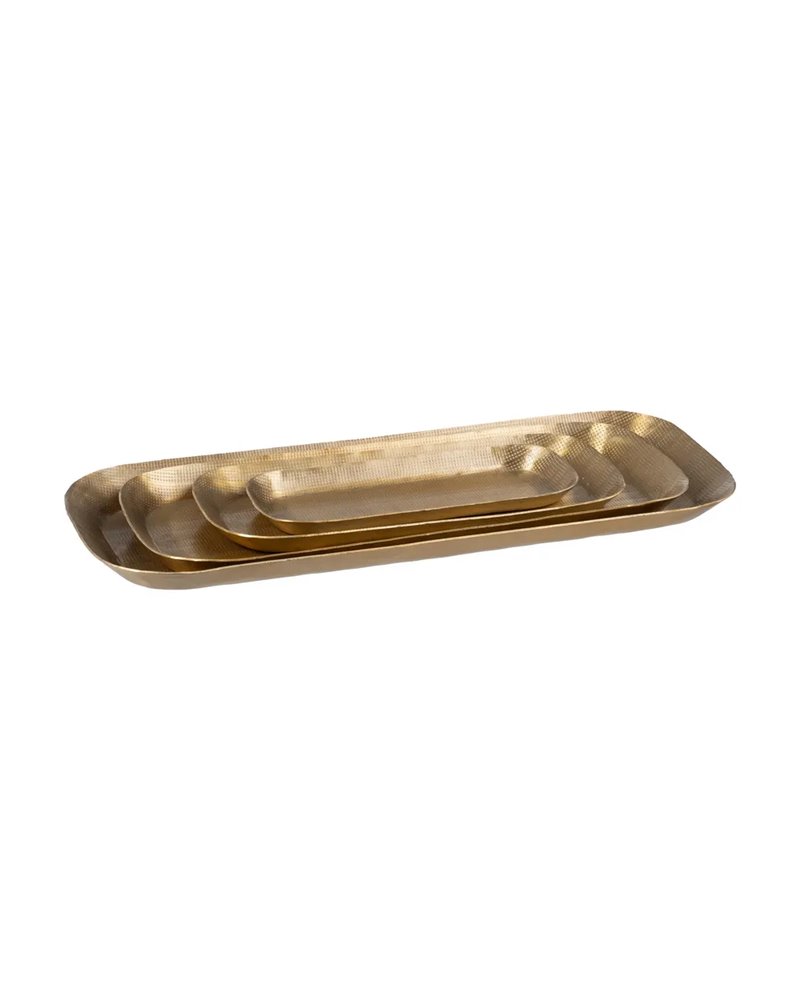 S/4 BANDEJA ORO VIEJO METAL DECORACIÓN 47,60 X 18,40 CM