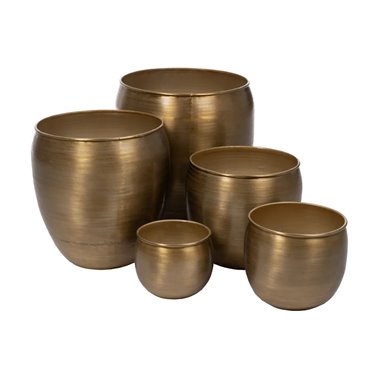 S/5 MACETERO ORO VIEJO METAL DECORACIÓN 48,90 X 48,90 X 48,9