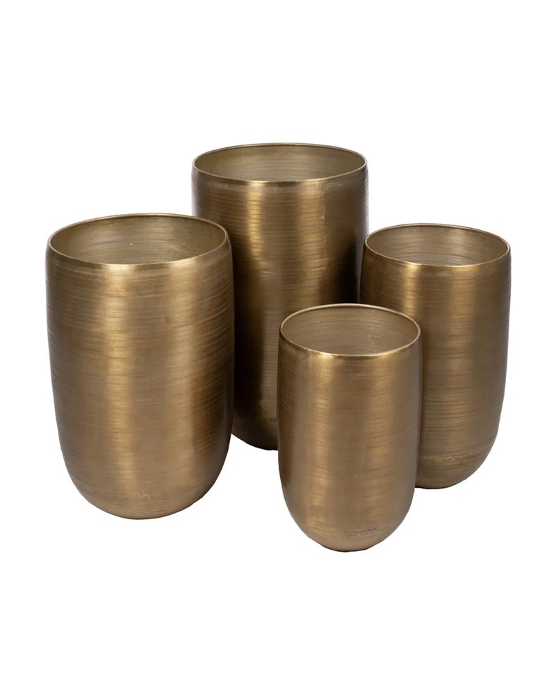 S/4 JARRÓN ORO VIEJO METAL DECORACIÓN 45,70 X 45,70 X 81 CM